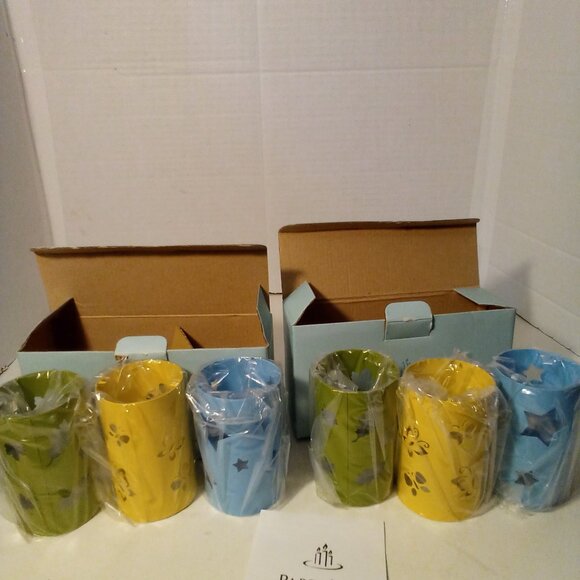 Partylite Change O Lantern Sleeve Set 2 Sets 6 Total Green Yellow Blue - Picture 2 of 9